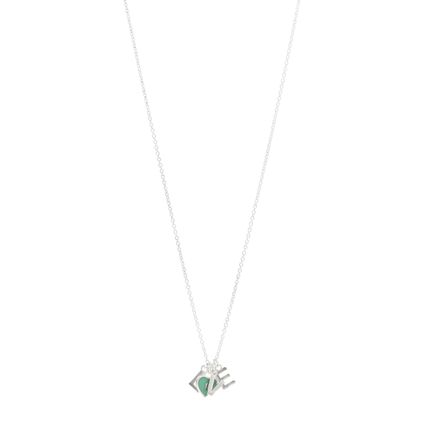 Sterling Silver Enamel Love Lock Pendant Necklace Blue