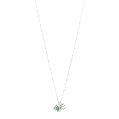 Tiffany Sterling Silver Enamel Love Lock Pendant Necklace Blue 1 of 5