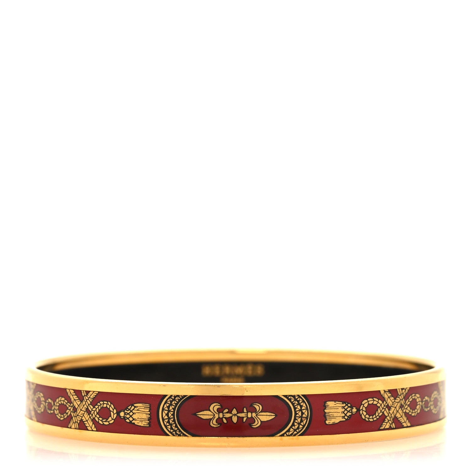 Hermes Enamel Printed Narrow Grand Apparat Bracelet 70 Rouge 1 of 6