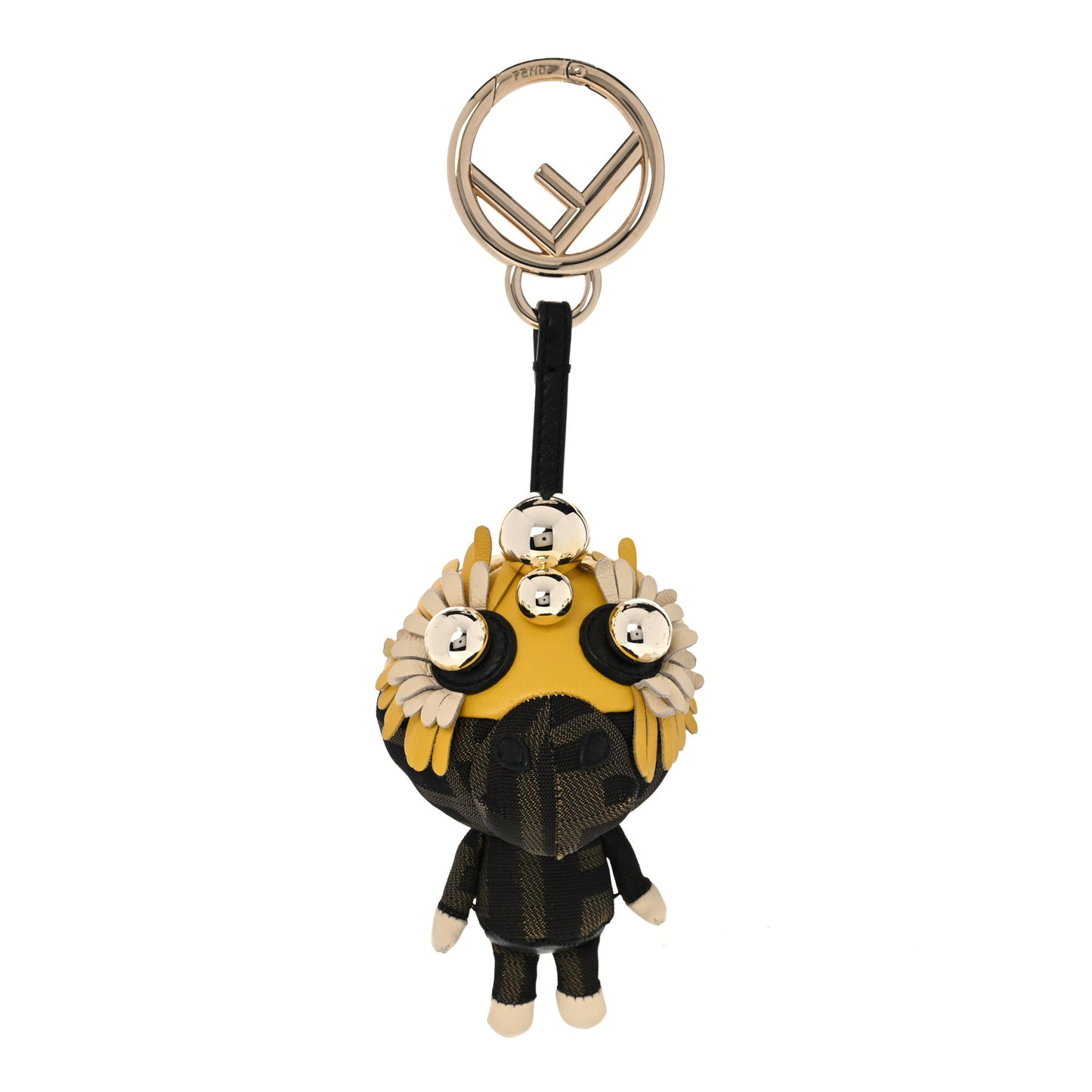 Shiny Nappa Zucca Pearl Fringe F is Fendi Space Monkey Bag Charm Sunflower Burro Tobacco