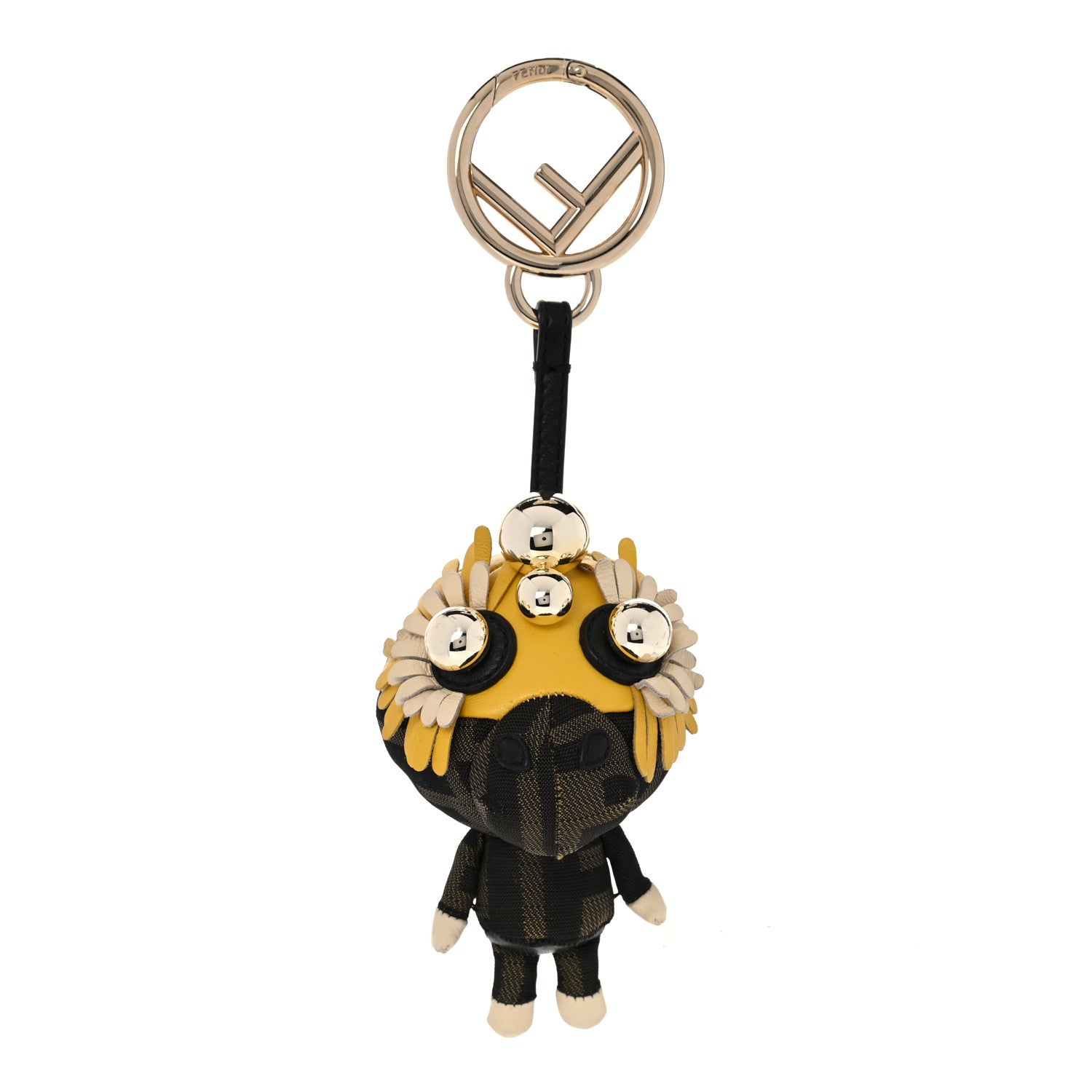 Fendi Shiny Nappa Zucca Pearl Fringe F is Fendi Space Monkey Bag Charm Sunflower Burro Tobacco 1 of 5