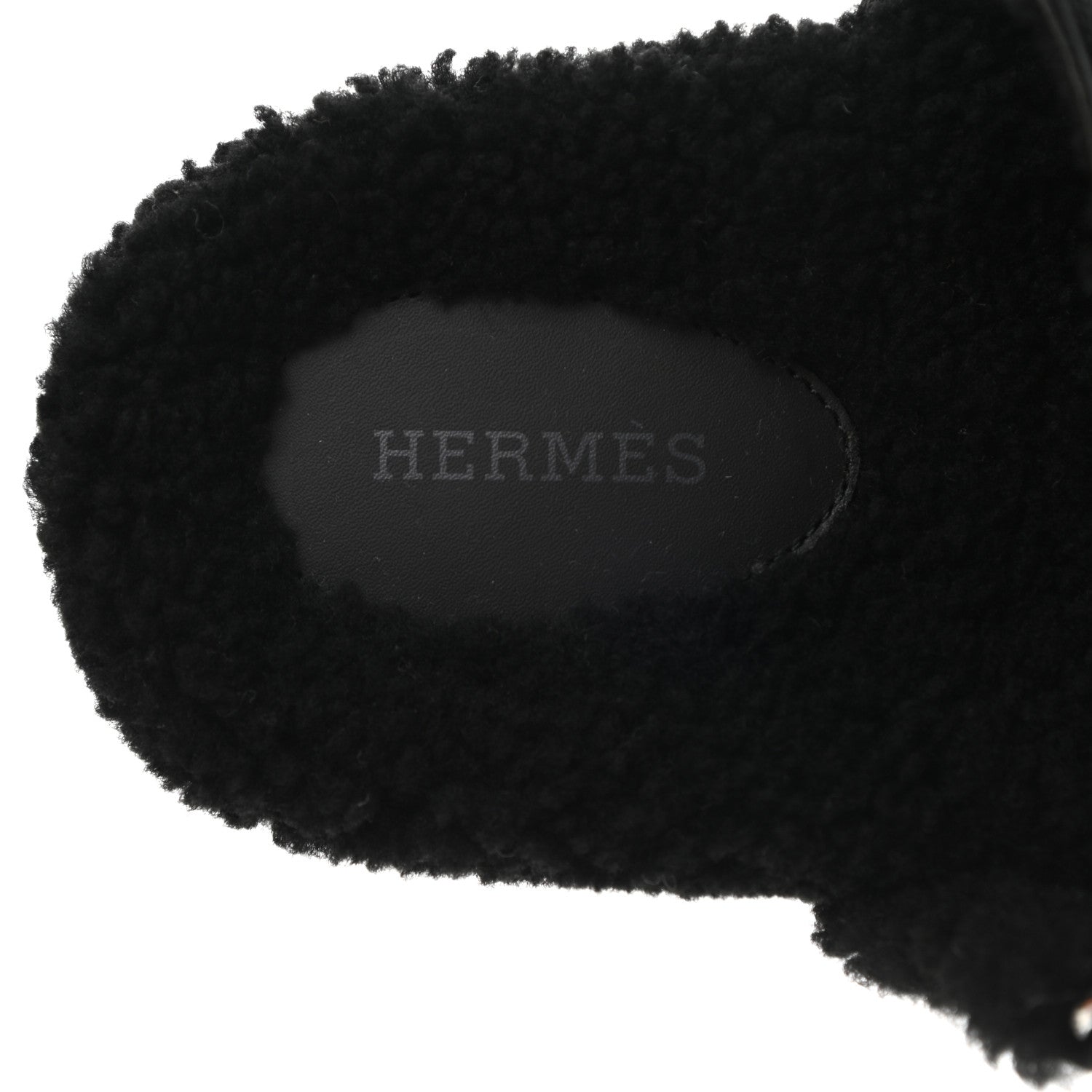 Hermes Calfskin Woolskin Womens Chypre Sandals 39 Black 7 of 8