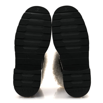 Chanel Lambskin Shearling Short Boots 36 Black 7 of 10