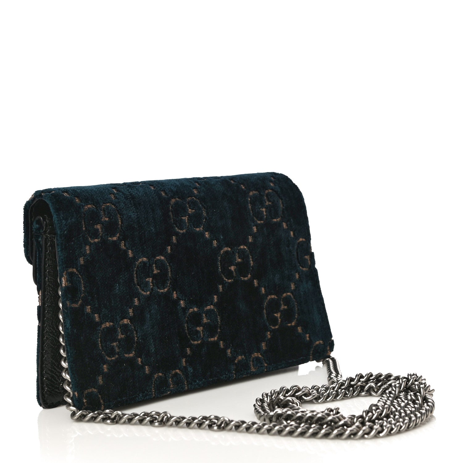 Gucci Velvet GG Monogram Super Mini Dionysus Shoulder Bag Blue Beige Black 3 of 11