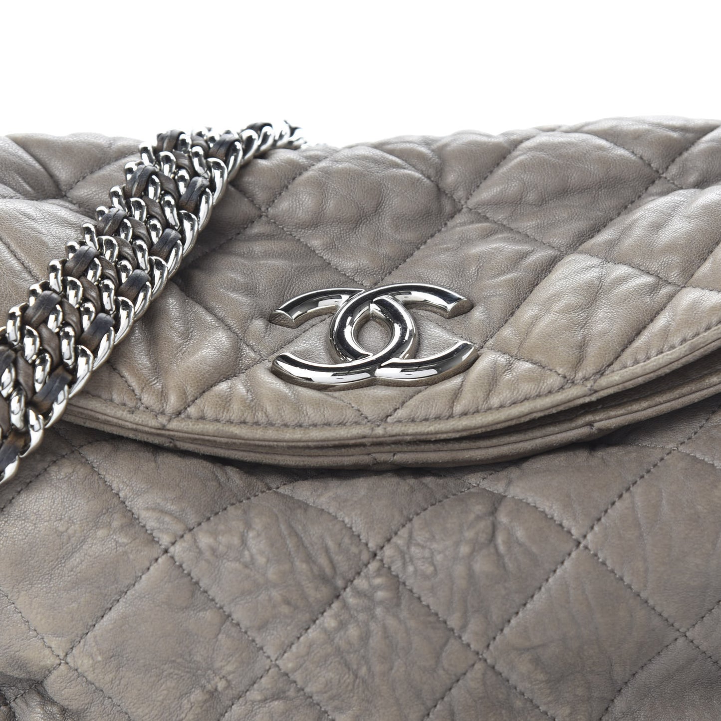 Washed Lambskin Chain Around Hobo Taupe