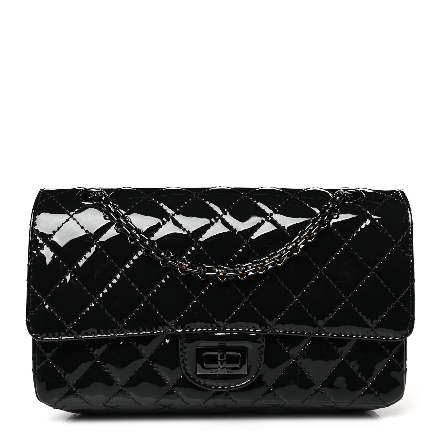 Patent Calfskin Quilted 2.55 Reissue 225 Flap So Black