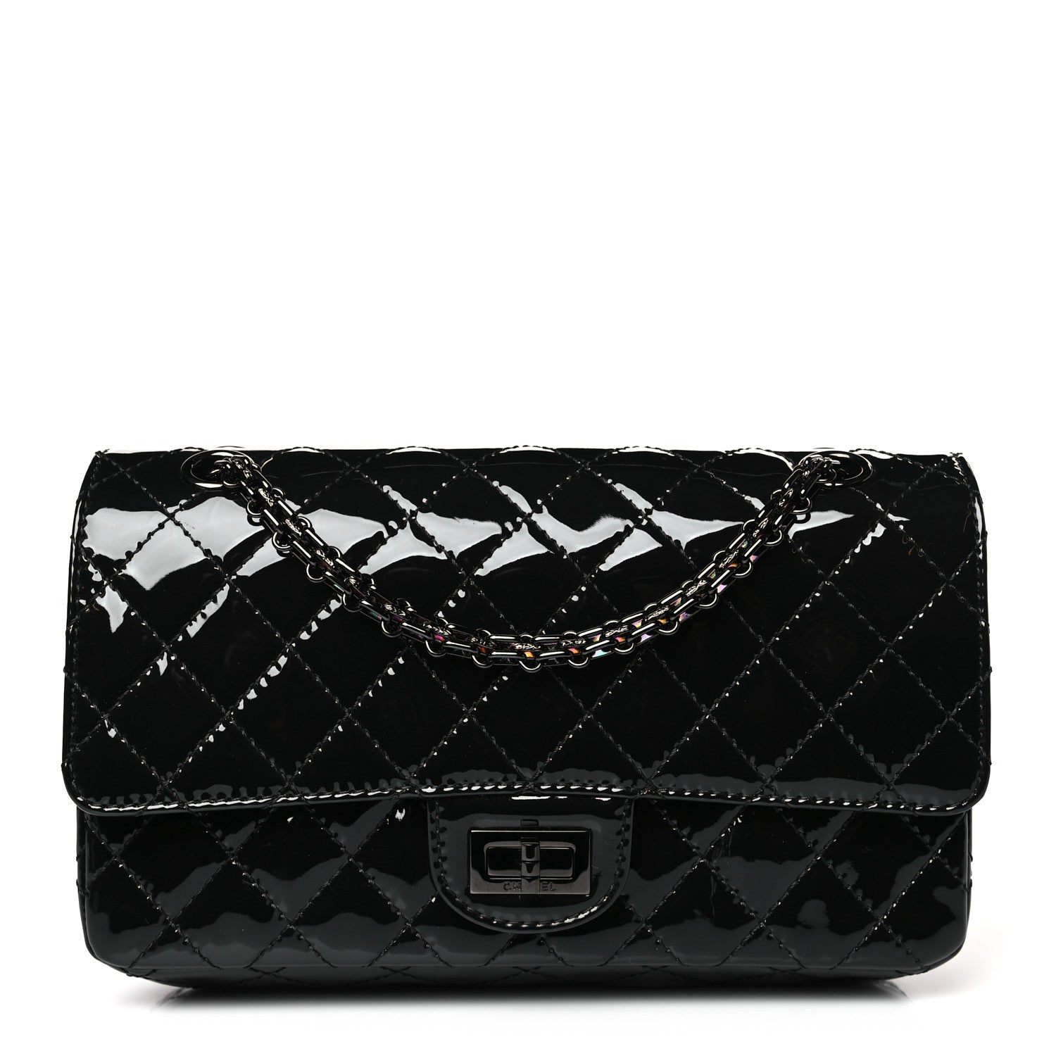 Chanel Patent Calfskin Quilted 2.55 Reissue 225 Flap So Black 1 of 9