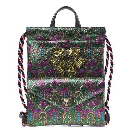 Gucci Brocade Animalier Bow Drawstring Backpack Multicolor 1 of 11