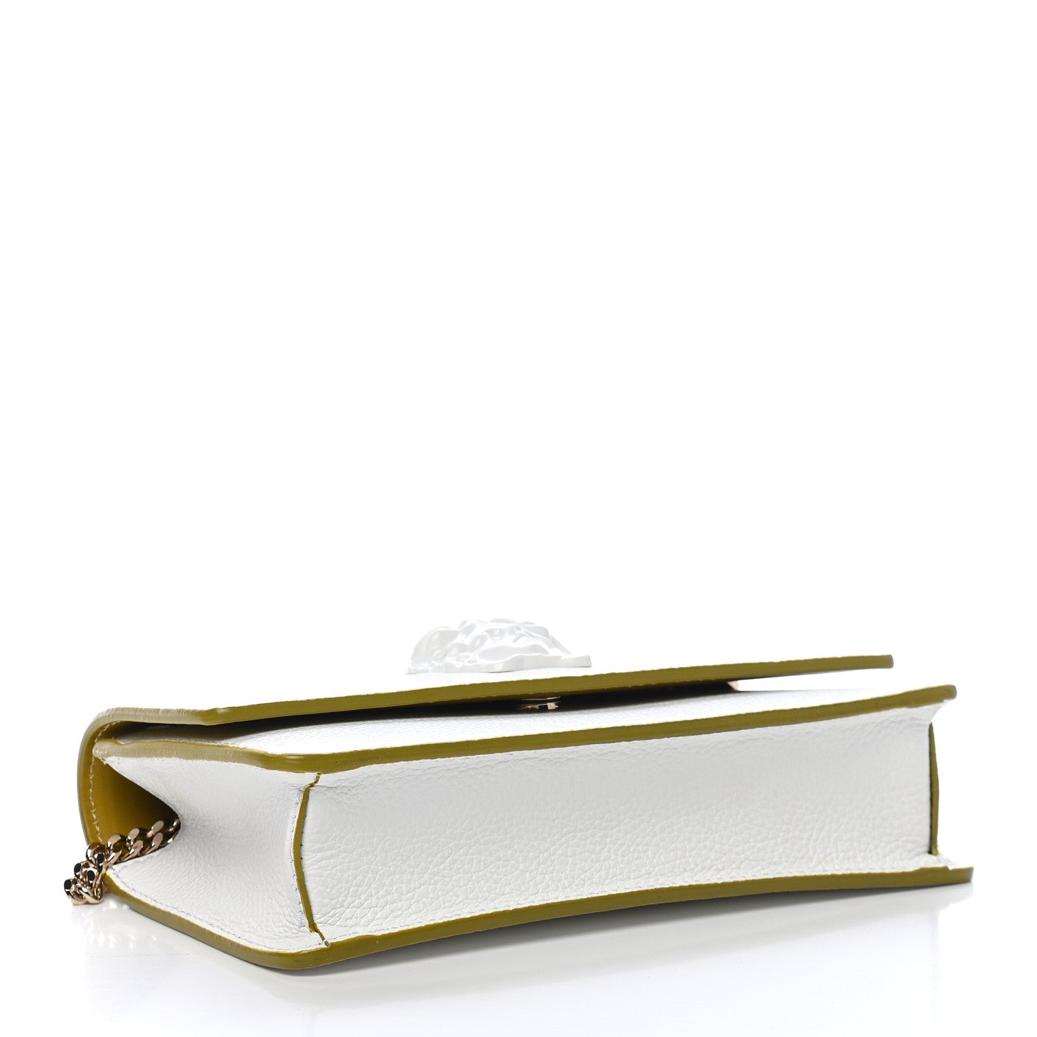 Versace Grained Calfskin Medusa Wallet On Chain Clutch White Yellow 4 of 8
