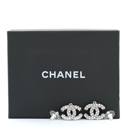 Chanel Baguette Crystal CC Drop Earrings Silver 5 of 5