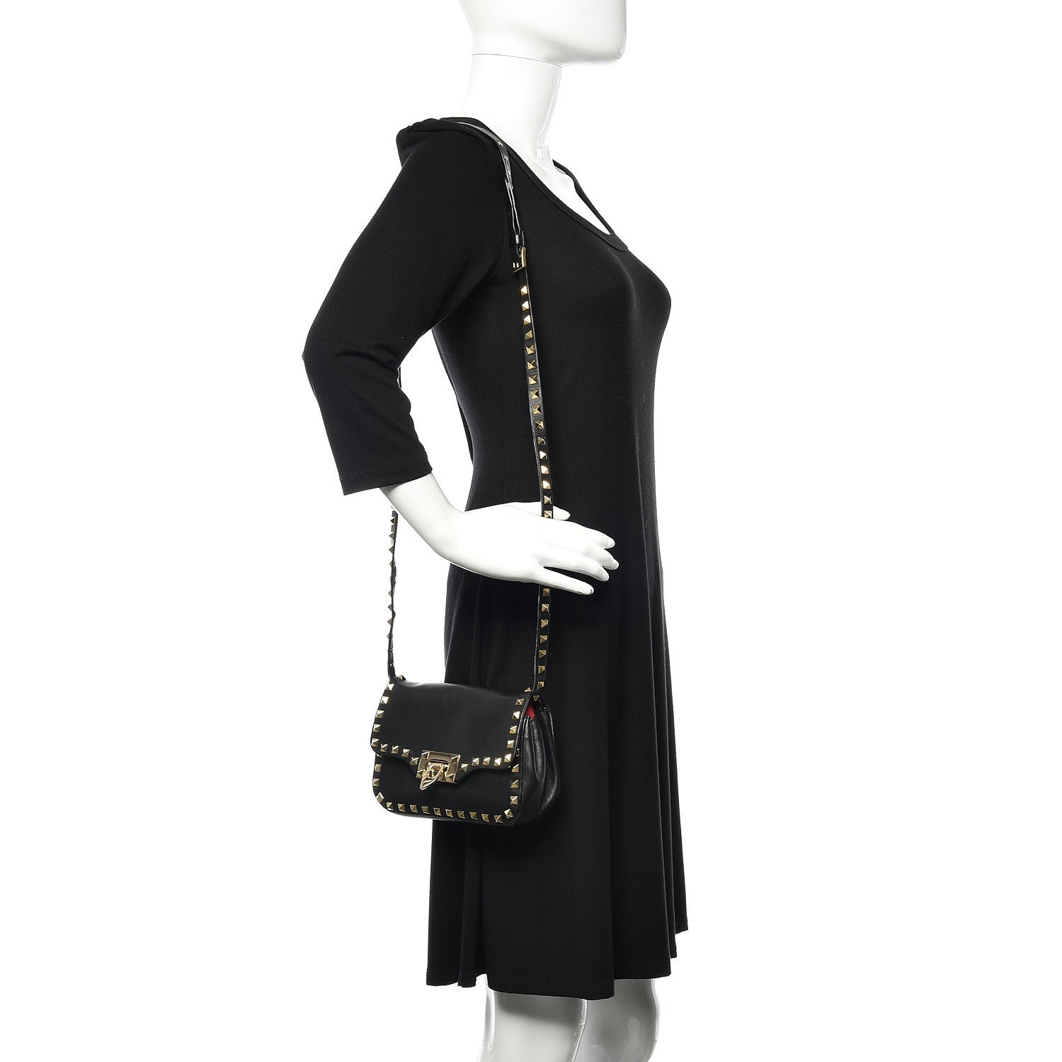 Valentino Garavani Vitello Mini Rockstud Flap Saddle Crossbody Bag Black 2 of 11