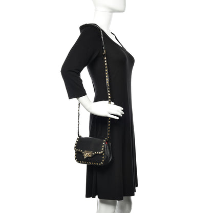 Valentino Garavani Vitello Mini Rockstud Flap Saddle Crossbody Bag Black 2 of 11