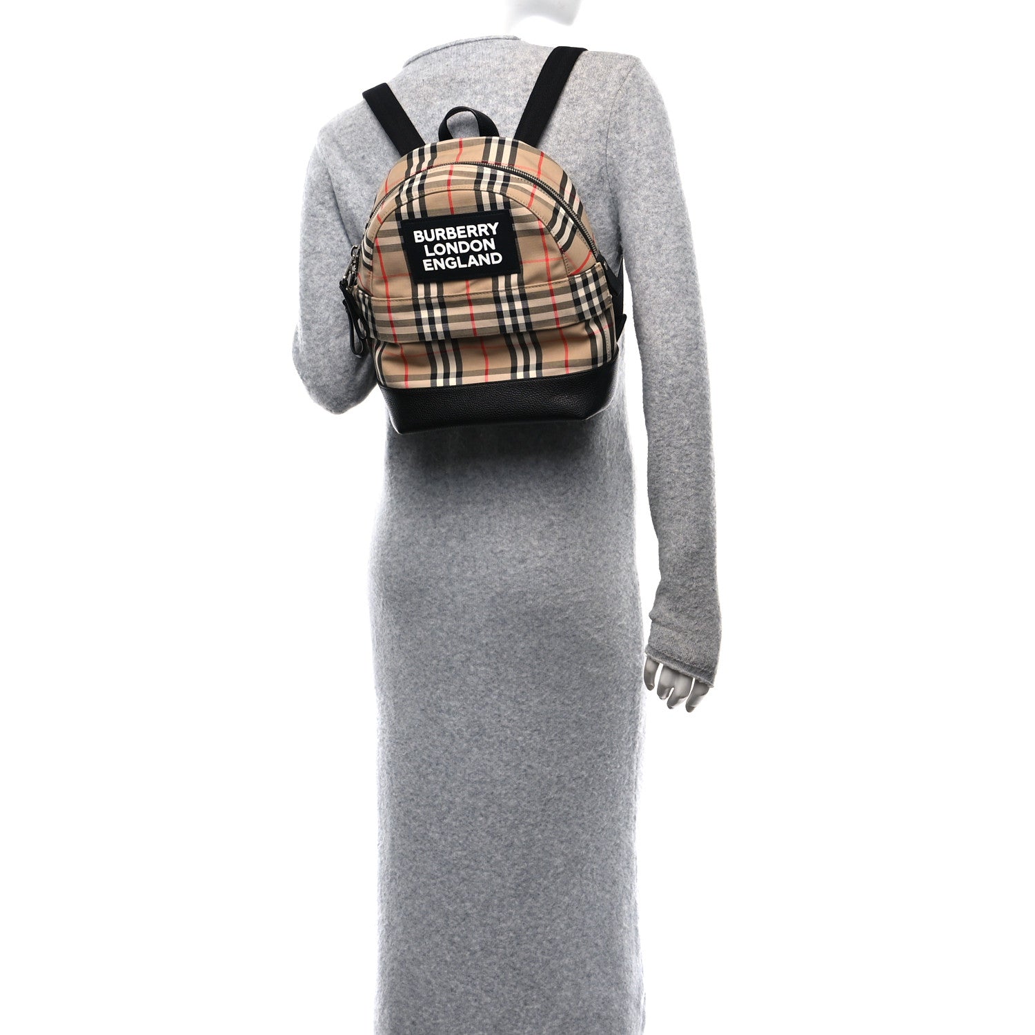 Burberry House Check Canvas Calfskin Small Nico Backpack Archive Beige 3 of 9