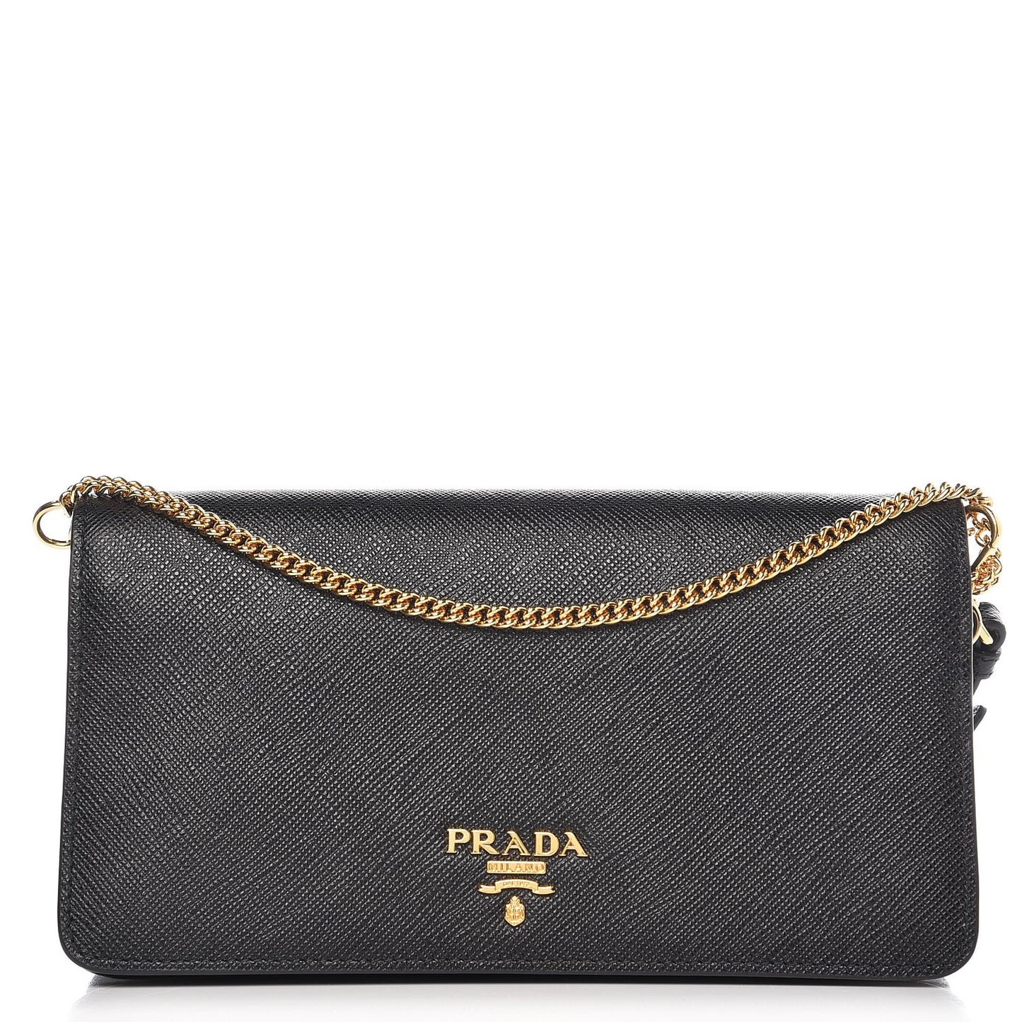 Saffiano Metal Mini Flap Crossbody Wristlet Bag Black