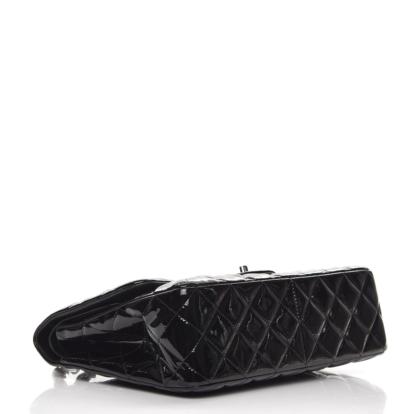 Patent Quilted Jumbo Double Flap Black