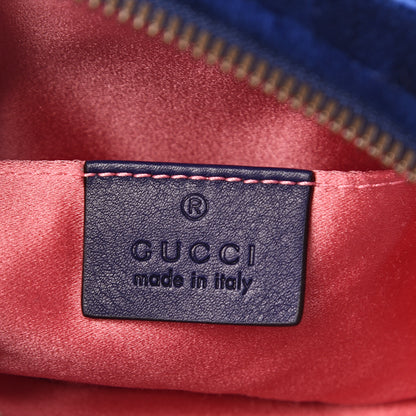 Gucci Velvet Matelasse GG Marmont Belt Bag 85 34 Cobalt Blue 5 of 10