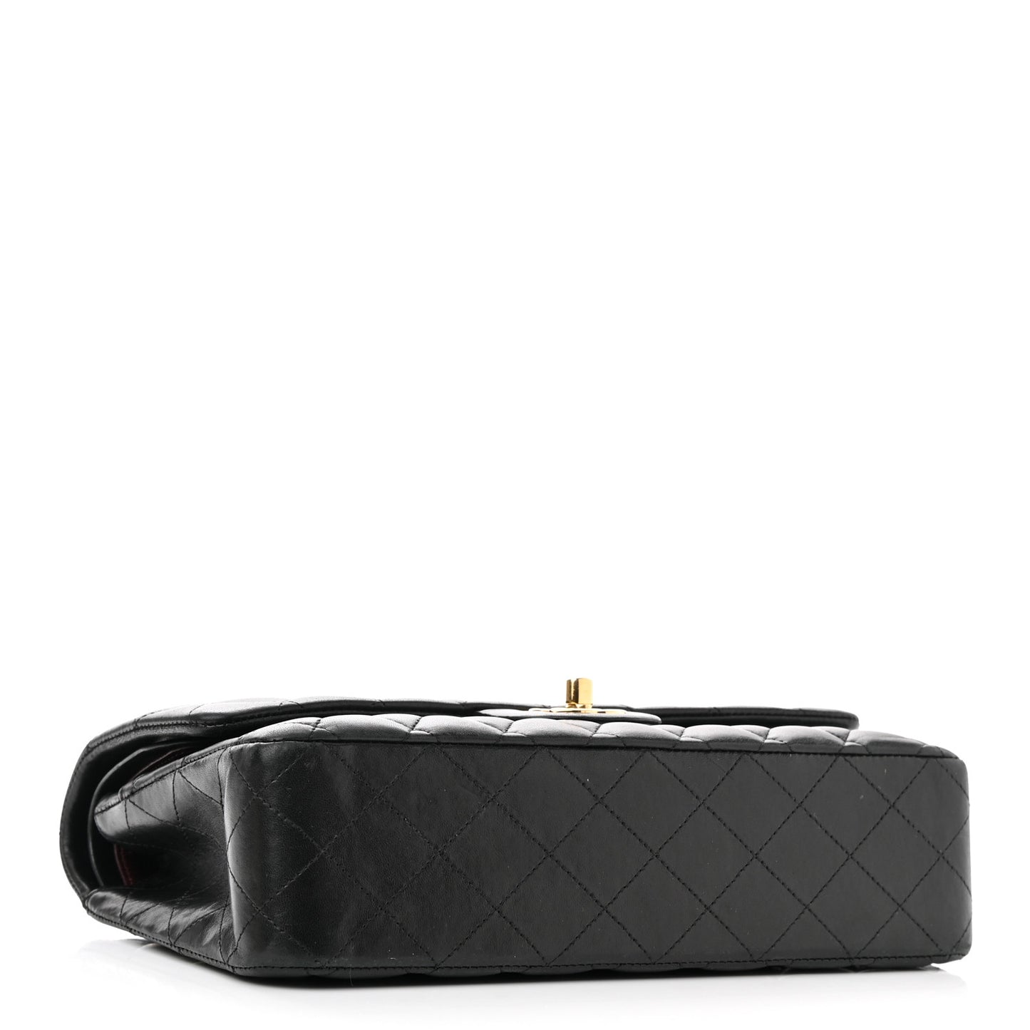 Lambskin Quilted Medium Double Flap Black