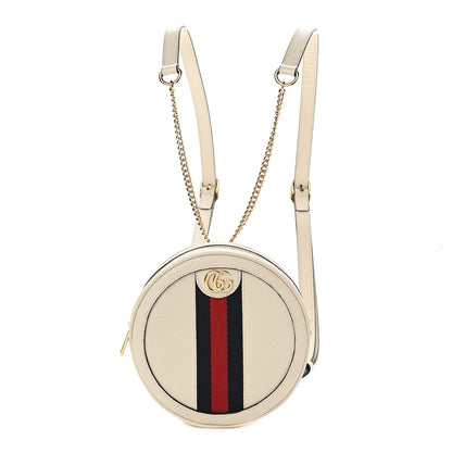 Gucci Textured Calfskin Web Mini Ophidia Round Backpack Mystic White 1 of 9
