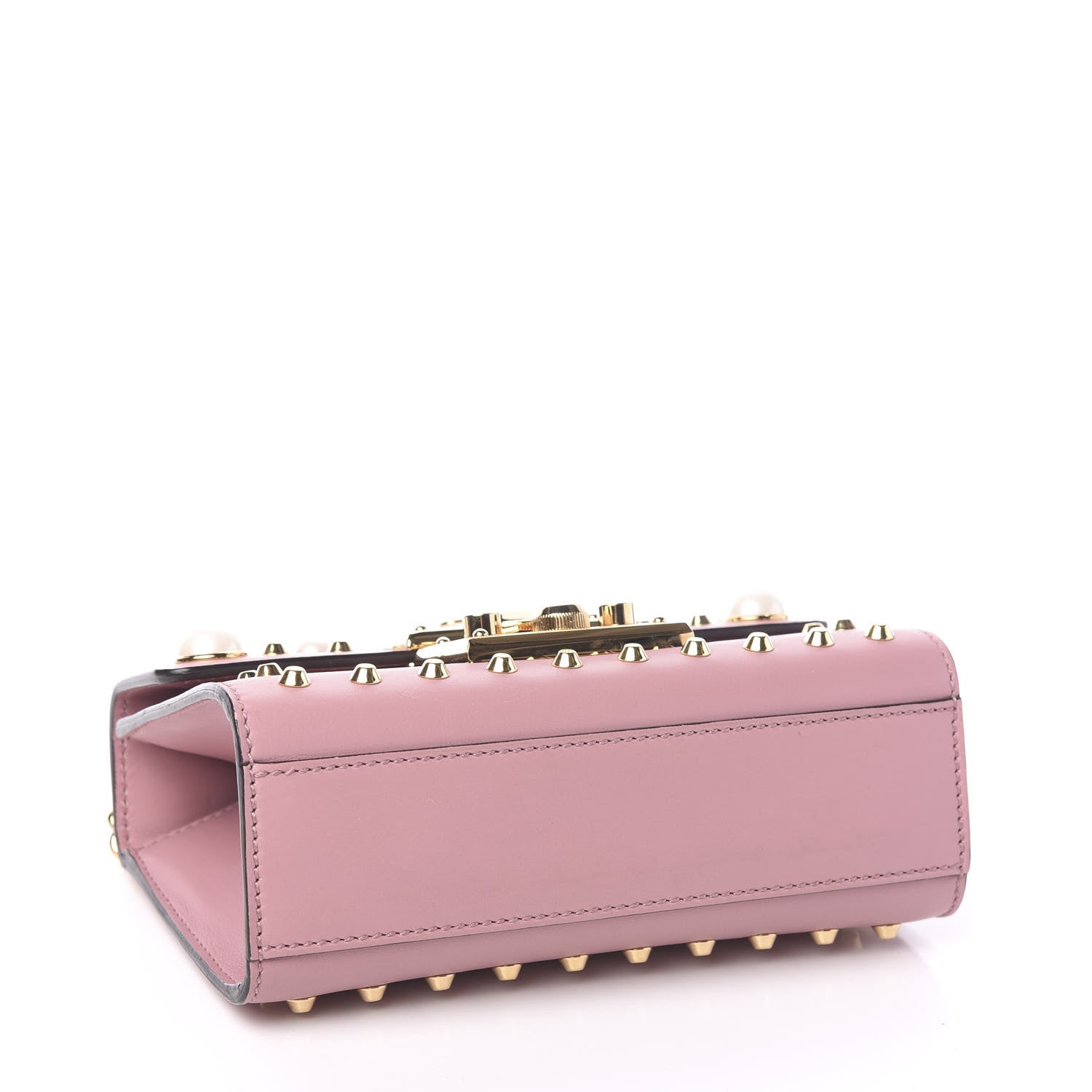 Gucci Calfskin Studded Small Padlock Shoulder Bag Carmine Rose 3 of 9
