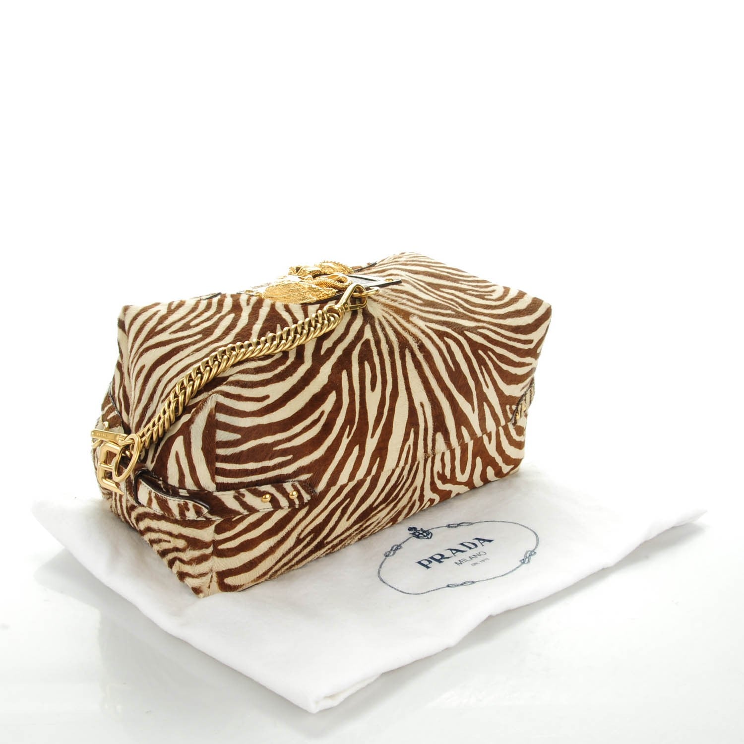 Prada Calf Hair Zebra Print Shoulder Bag White Bruciato 4 of 7
