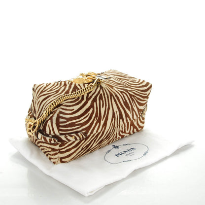 Prada Calf Hair Zebra Print Shoulder Bag White Bruciato 4 of 7