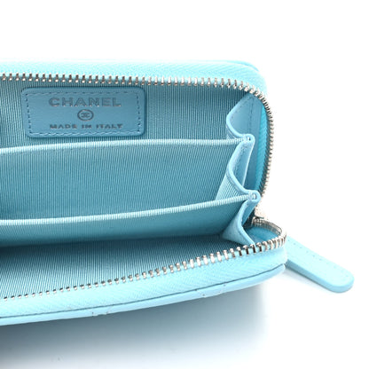 Chanel Lambskin Quilted Zip Around Coin Purse Wallet Neon Blue 5 of 9