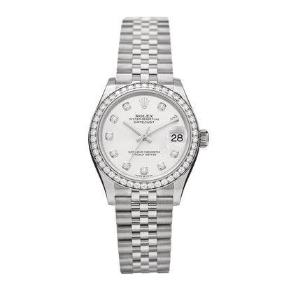 Rolex Stainless Steel 18K White Gold Diamond Bezel 31mm Oyster Perpetual Datejust Watch Silver 278384RBR 1 of 5