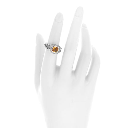 David Yurman Sterling Silver Diamond Citrine 7mm Petite Albion Ring 52 6 2 of 4