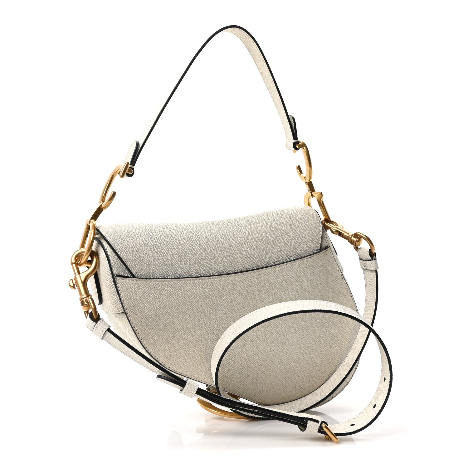 Christian Dior Grained Calfskin Saddle Bag With Strap Latte 3 of 11