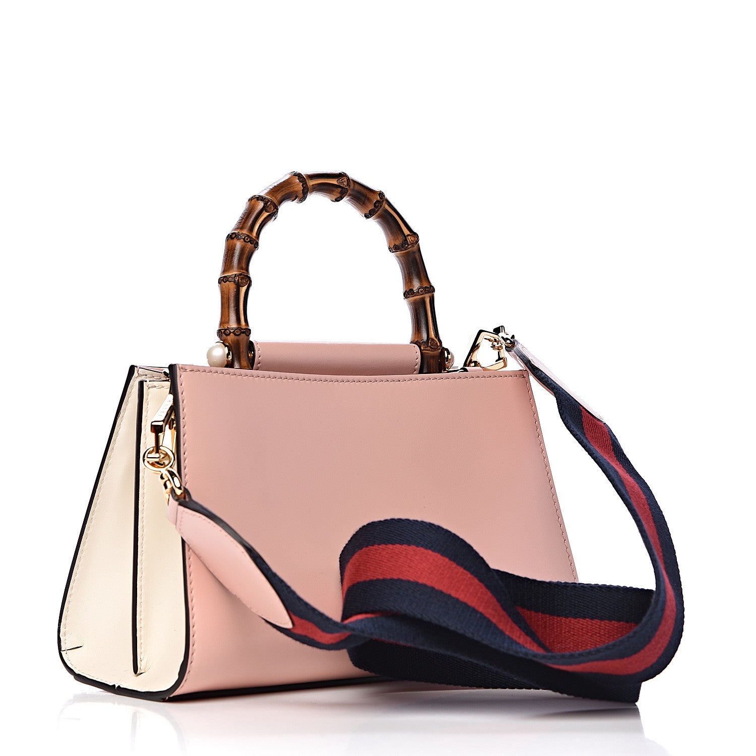Gucci Nappa Bamboo Web Mini Nymphaea Top Handle Bag Perfect Pink Mystic White 4 of 15