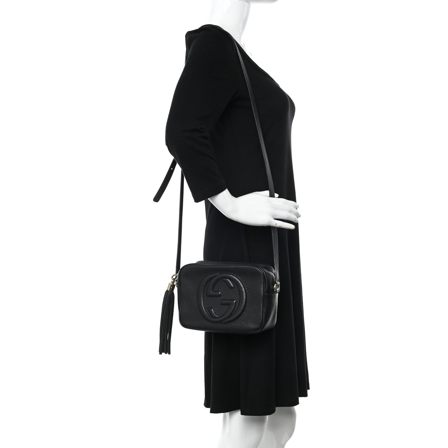 Pebbled Calfskin Small Soho Disco Bag Black