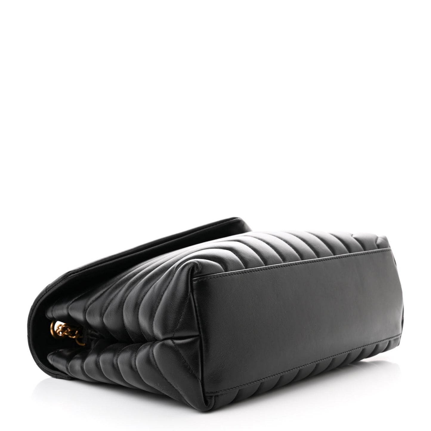 Calfskin Y Quilted Monogram Medium Loulou Chain Satchel Black