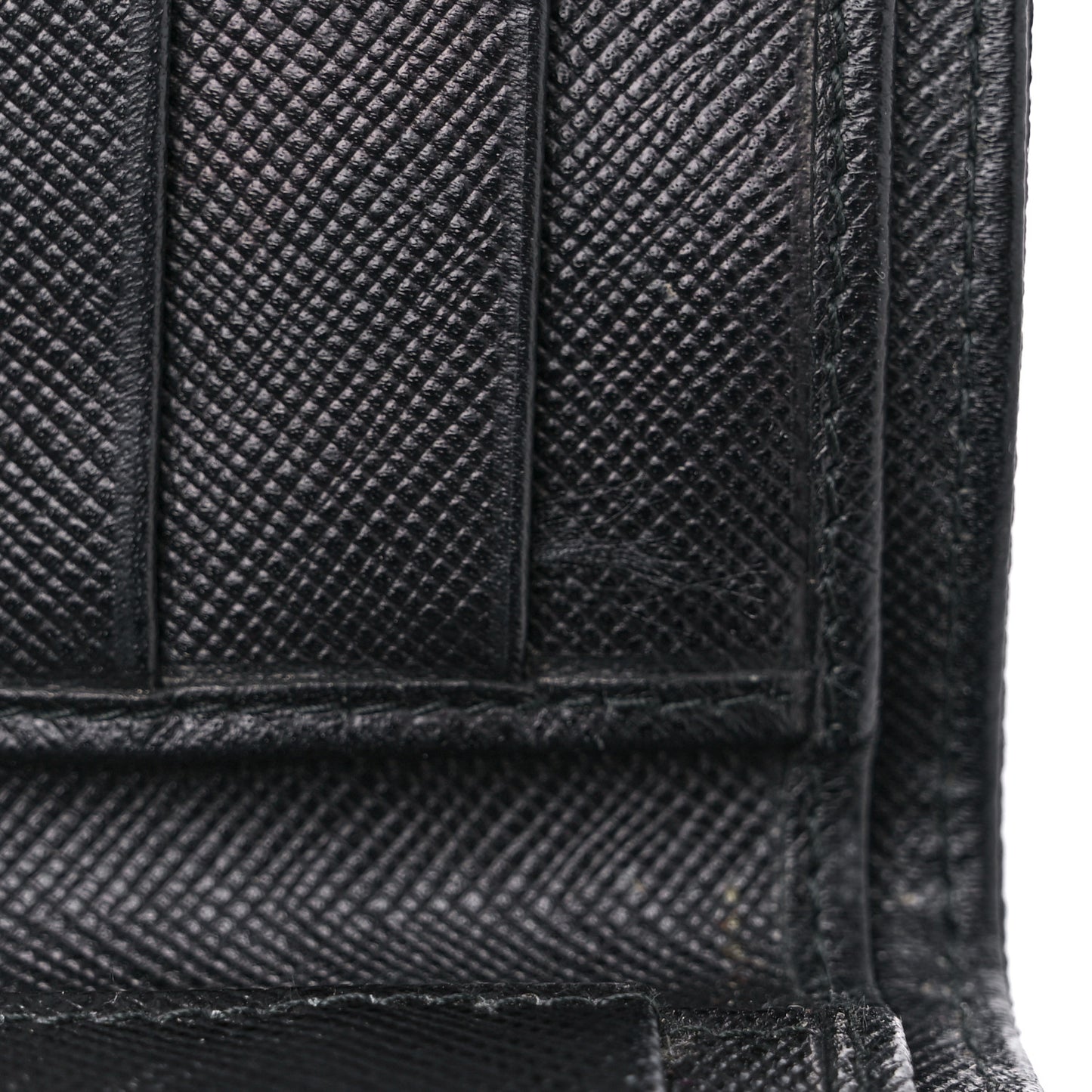 Tessuto Nylon Saffiano Tri-Fold Compact Wallet Black