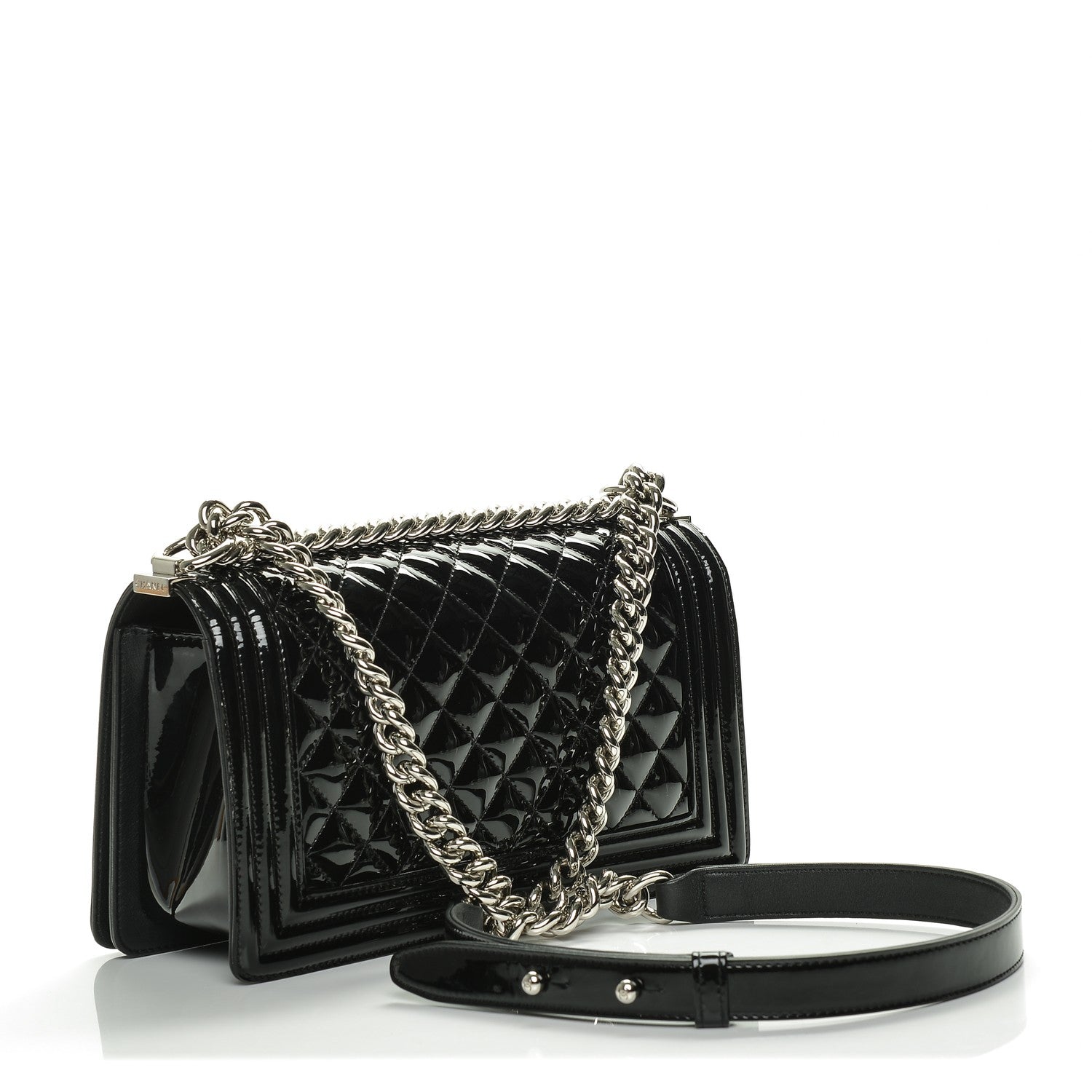 Chanel Patent Calfskin Quilted Medium Plexiglass Boy Flap Black 3 of 7