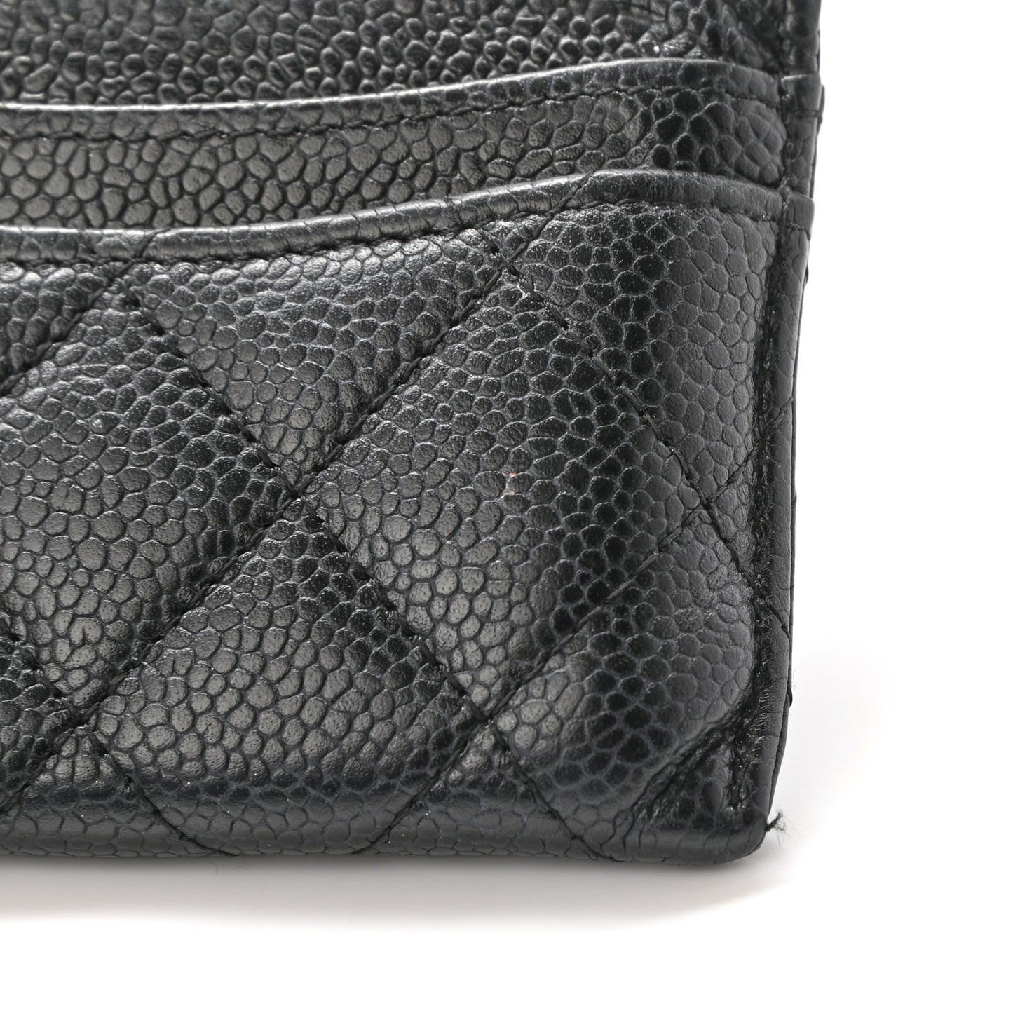 Caviar Quilted Card Holder Black