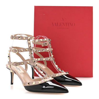 Valentino Garavani Patent Nappa Rockstud Ankle Strap 65mm Pumps 37 Black Poudre 9 of 9
