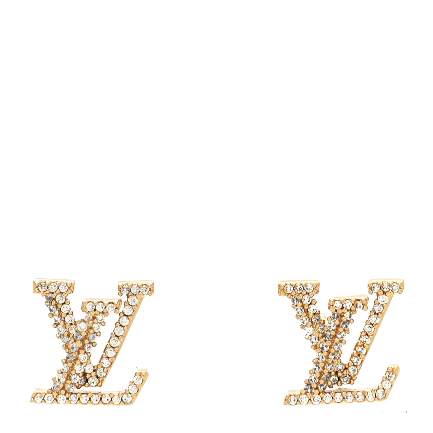 Metal Crystal LV Iconic Earrings Gold
