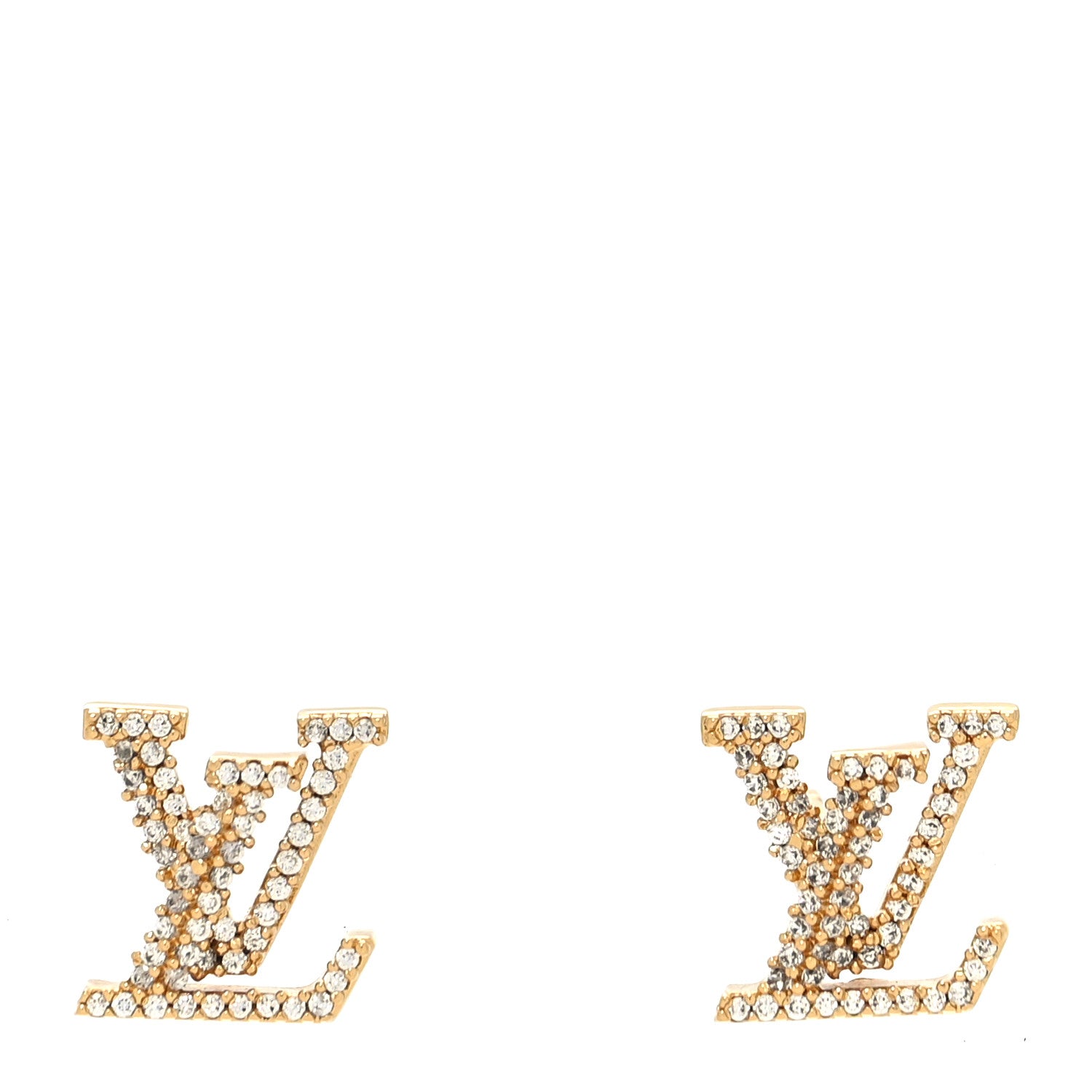 Louis Vuitton Metal Crystal LV Iconic Earrings Gold 1 of 5