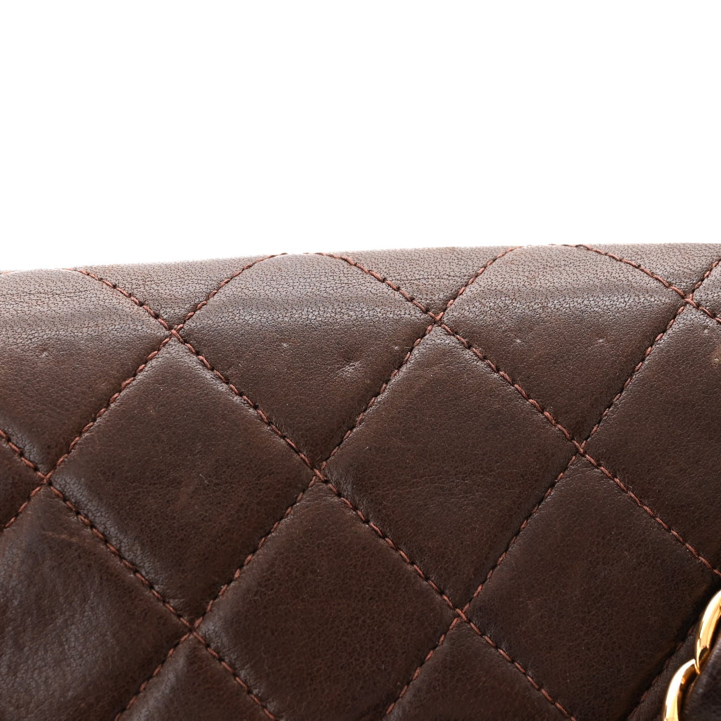 Lambskin Quilted Mini Square Flap Bag Dark Brown