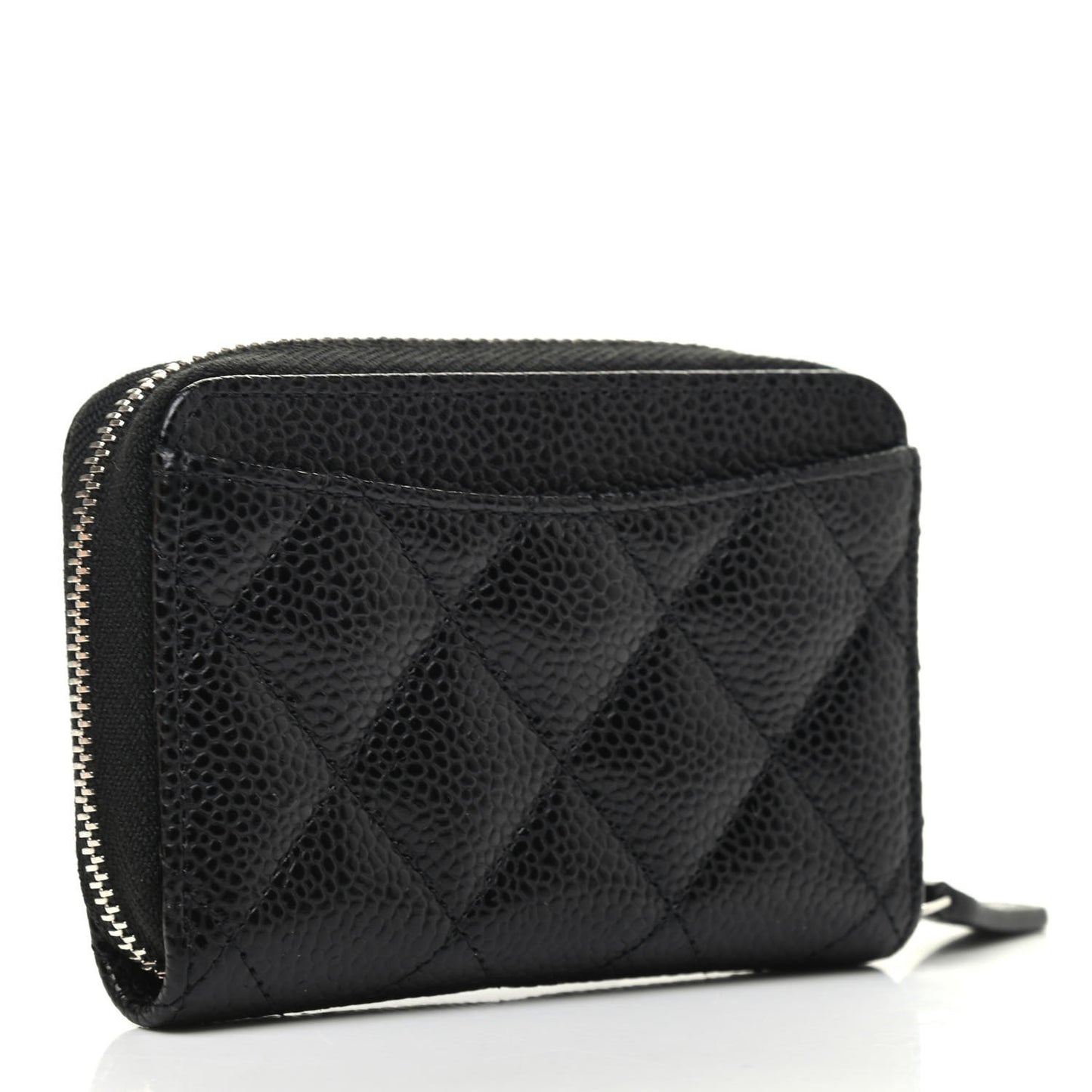 Caviar Quilted Zip Coin Purse Black