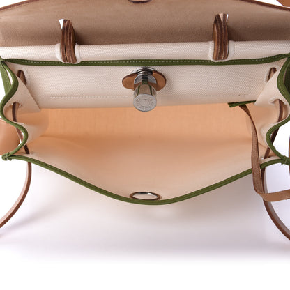 Hermes Toile Goeland Viking Vache Hunter Herbag Zip 31 PM Ecru Pelouse 7 of 12