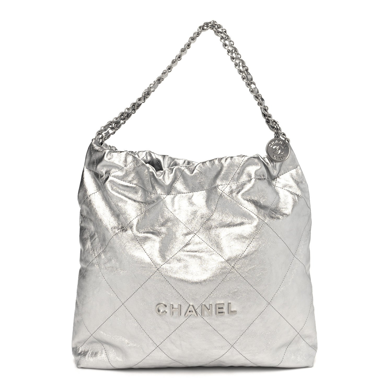 Chanel Metallic Calfskin Quilted Chanel 22 Silver 1 of 12