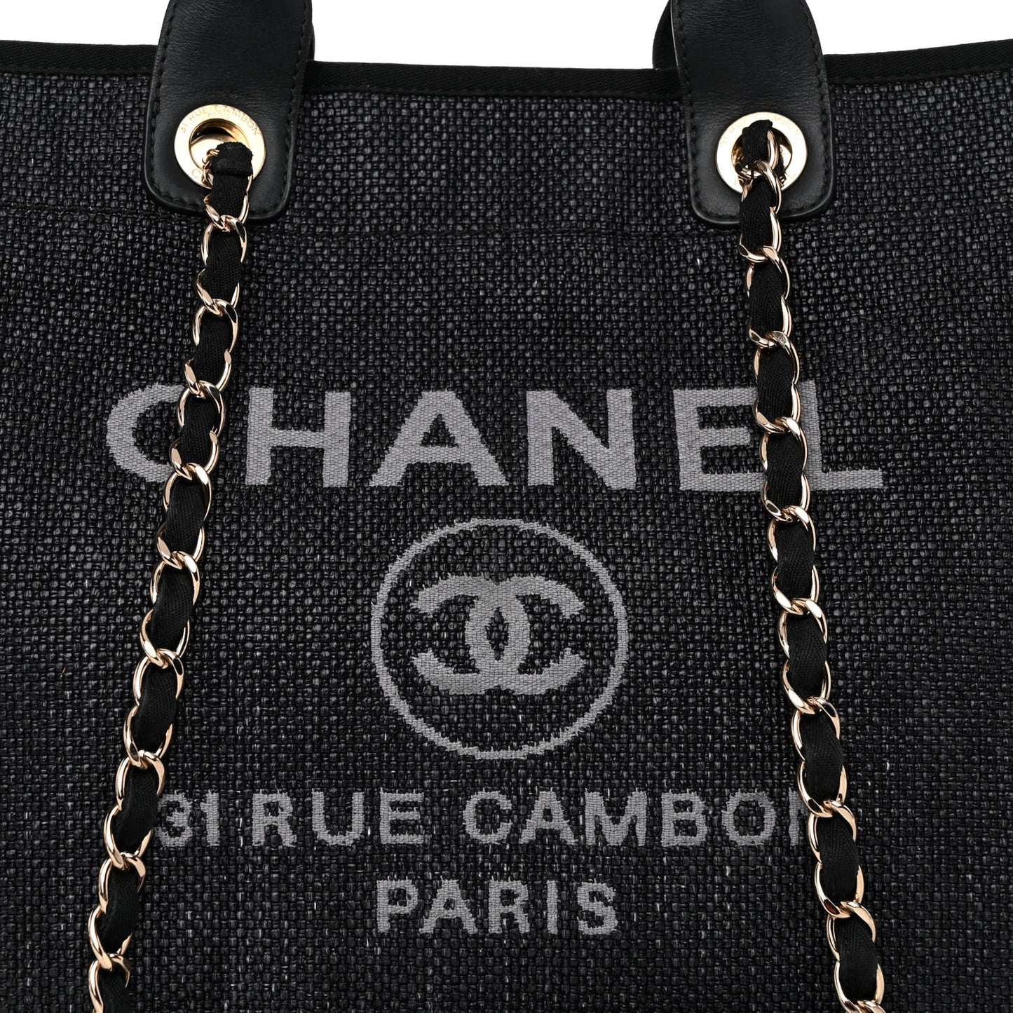 Woven Straw Raffia Large Deauville Tote Black