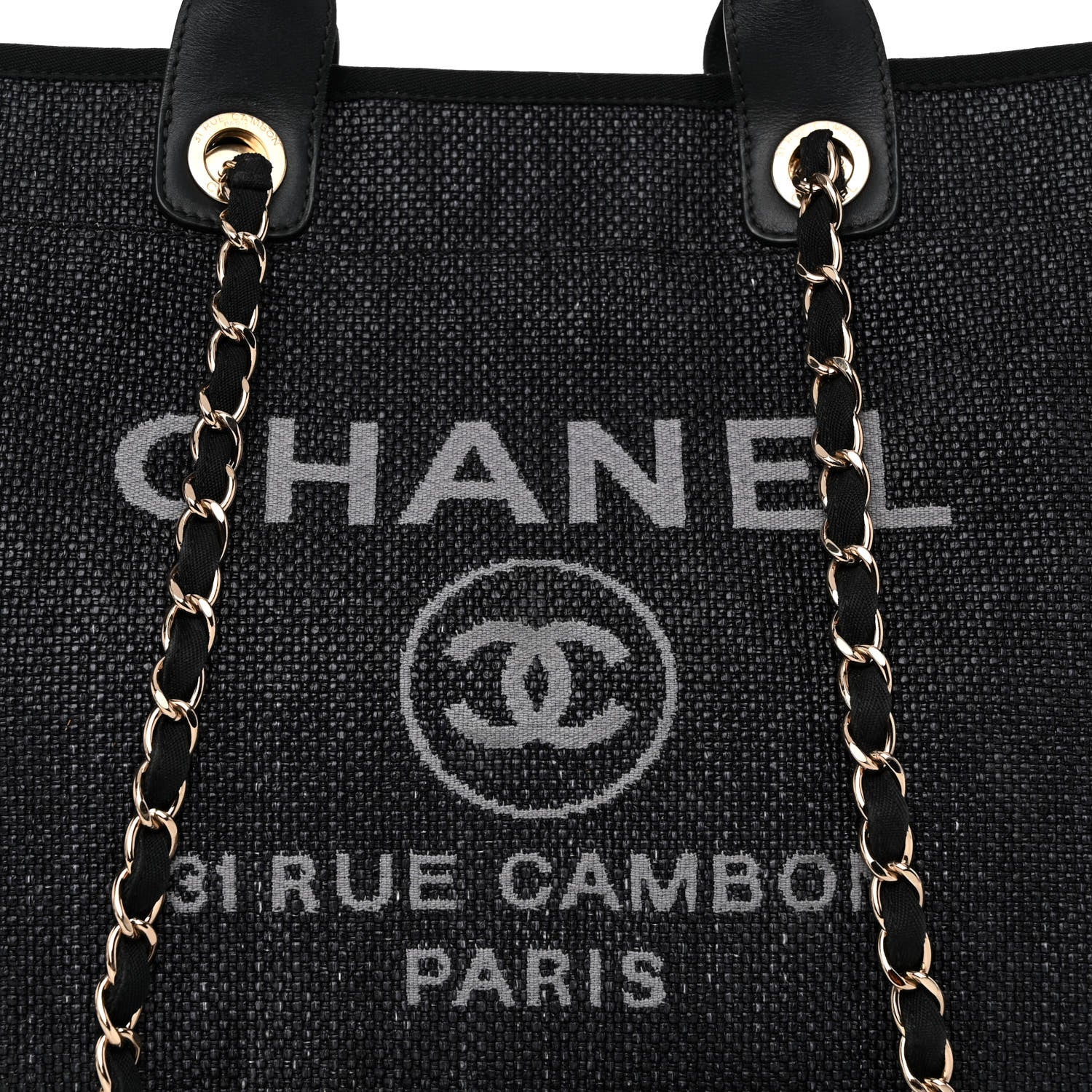 Chanel Woven Straw Raffia Large Deauville Tote Black 8 of 10