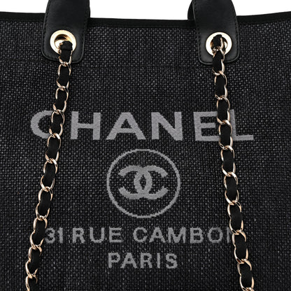 Chanel Woven Straw Raffia Large Deauville Tote Black 8 of 10