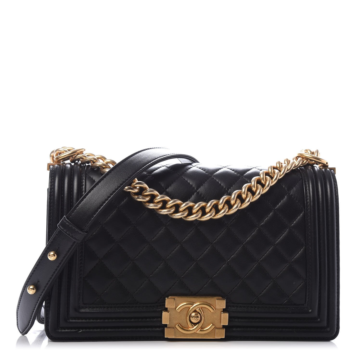 Chanel Lambskin Quilted Medium Boy Flap Black 1 of 10