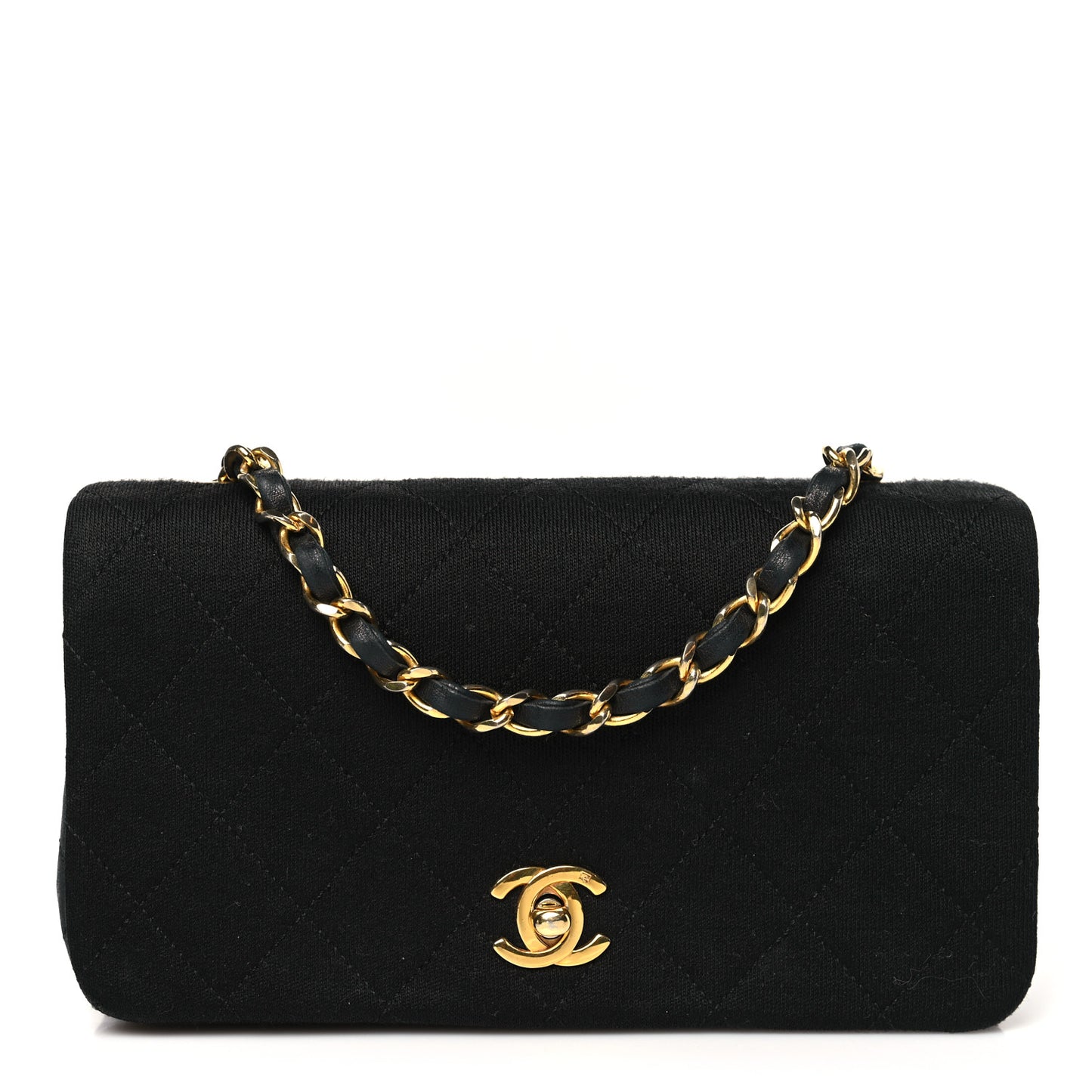 Jersey Calfskin Quilted Mini Single Flap Bag Black
