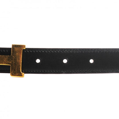 Hermes Box Togo Reversible Polished 18mm H Belt Noir Orange 4 of 14