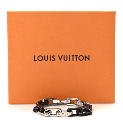 Louis Vuitton Metal Monogram Chain Bracelet Silver Black 5 of 5
