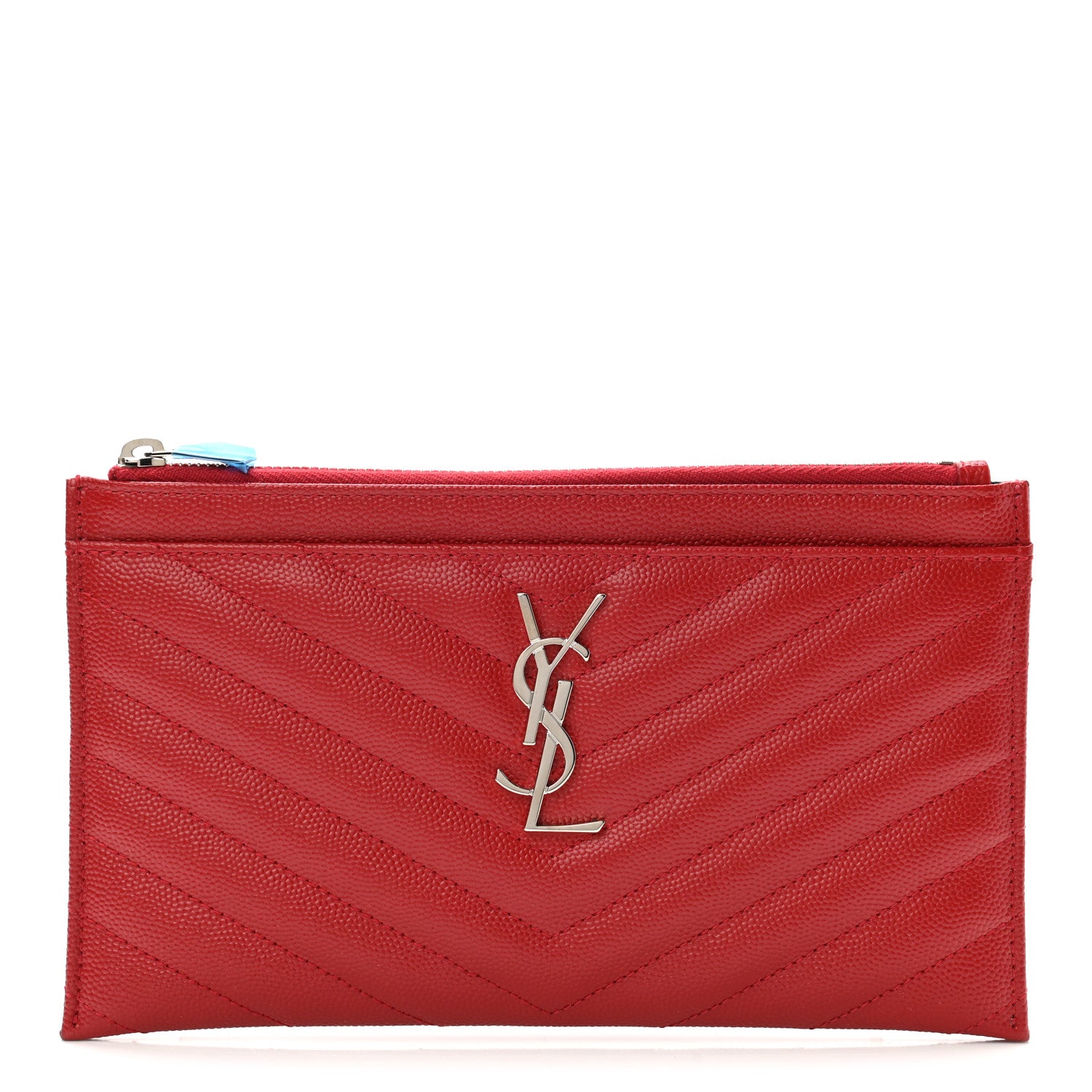 Saint Laurent Grain De Poudre Chevron Monogram Bill Pouch Rouge Eros 1 of 7